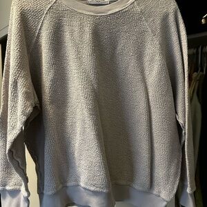 perfectwhitetee Women's Textured Grayish- blue Sweatshirt (Ziggy)